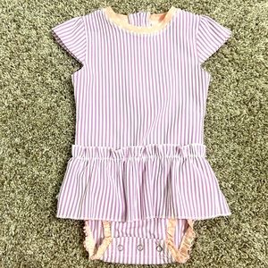 RuffleButts Striped cap sleeved swimsuit size 18-24 months